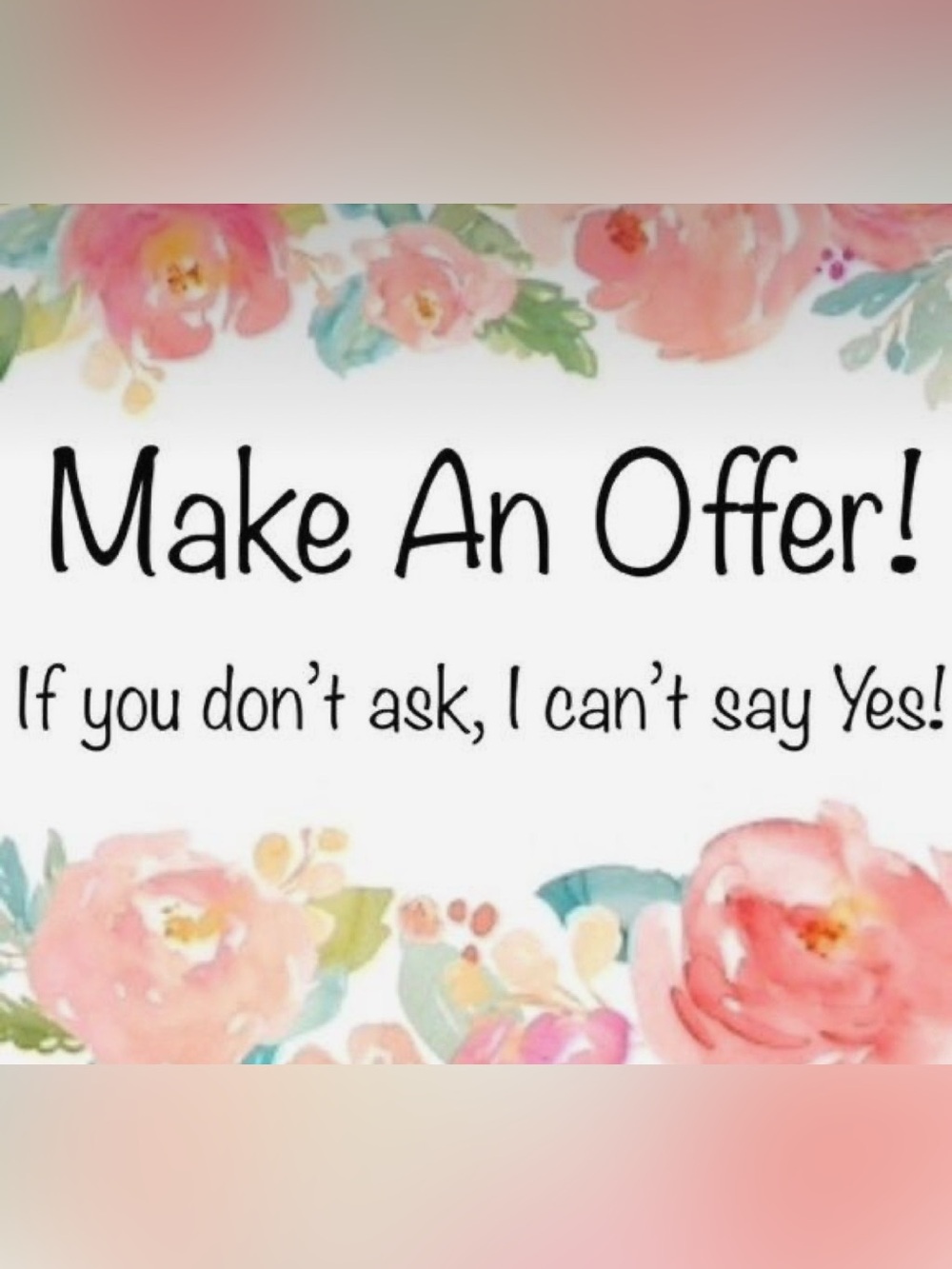 Floral 'Make An Offer' Sign - Pink & Coral Blooms